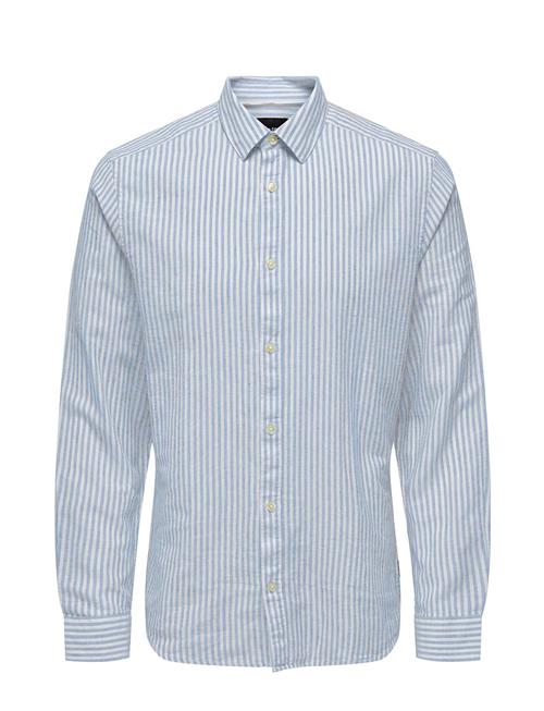 Onscaiden Ls Stripe Linen Shirt 6601Noos ONLY & SONS Blue