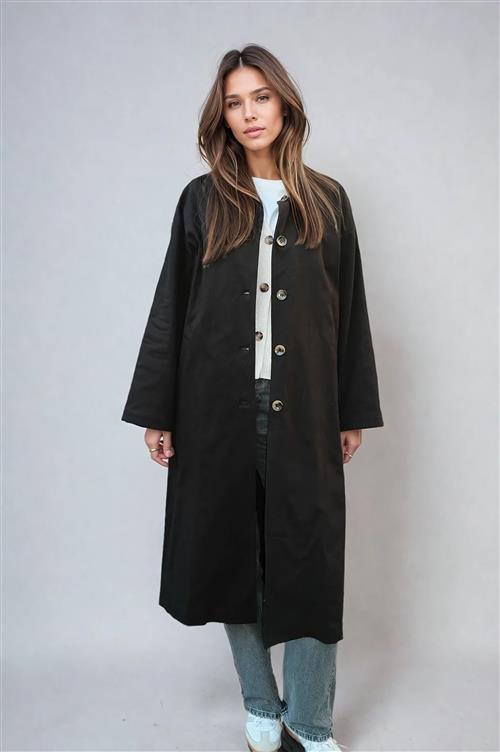 Carla Trenchcoat - Sort - M - TeeShoppen