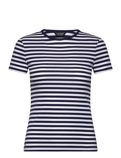 Striped Stretch Cotton Crewneck Tee Lauren Ralph Lauren Navy