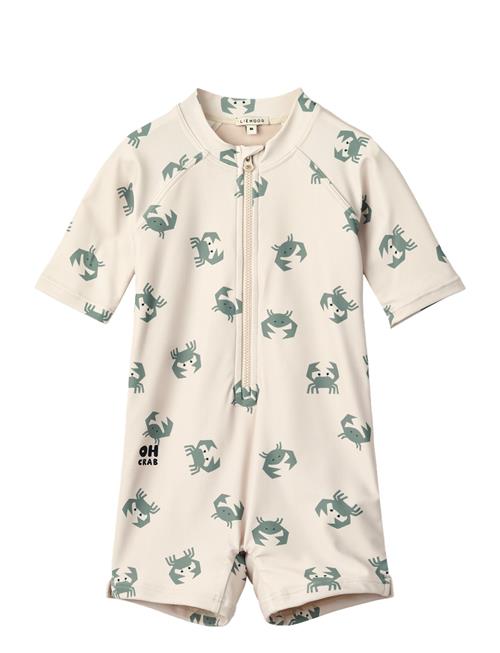 Max Printed Shortsleeve Swim Jumpsuit Liewood Cream