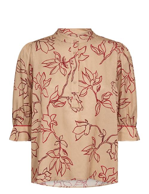 Mmeleana Leafy Blouse MOS MOSH Beige