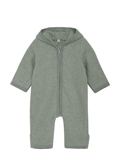 Pram Suit Ears Cot. Fleece Huttelihut Green