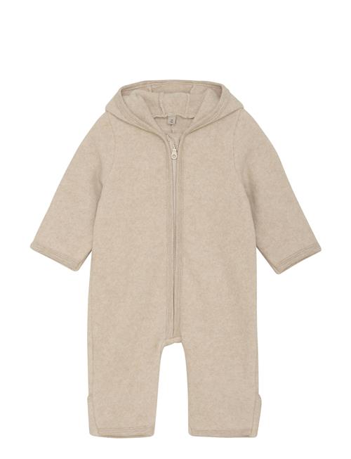 Pram Suit Ears Cot. Fleece Huttelihut Beige