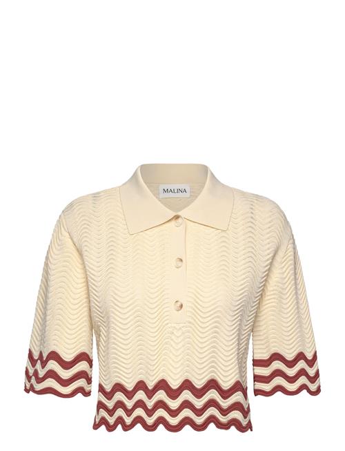 Josefin Scallop Knitted Cropped Top Malina Cream