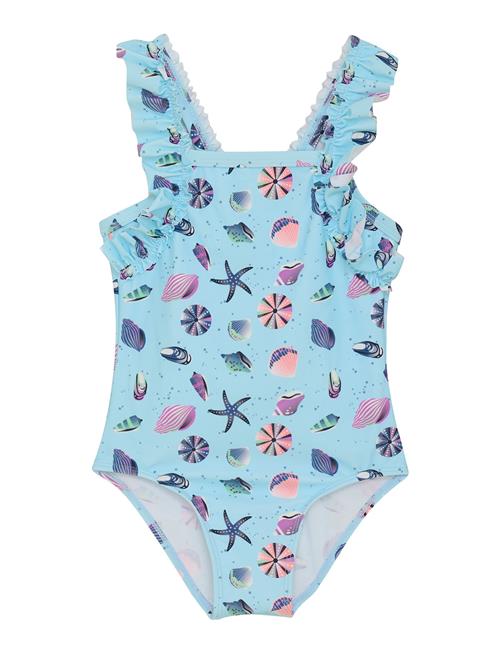 Se Swimsuit W. Frills, Aop Color Kids Blue ved Booztlet