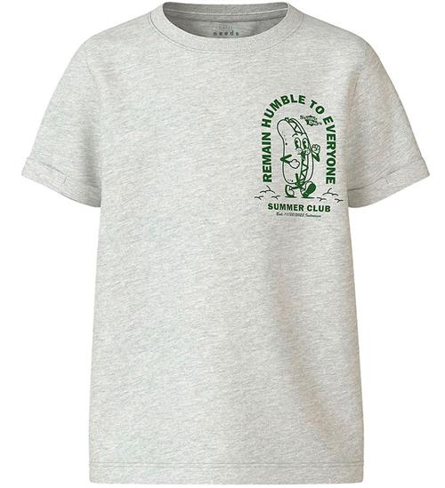 Name It T-shirt - NkmVux - Light Grey Melange/Hotdog