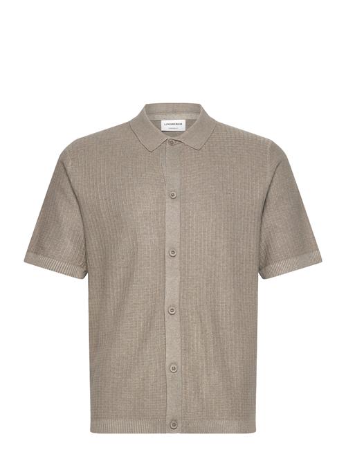 Knitted S/S Polo Cardigan Lindbergh Beige