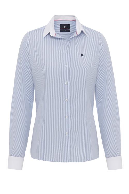 DENIM CULTURE Bluse 'SOFIA'  natblå / lyseblå / hvid