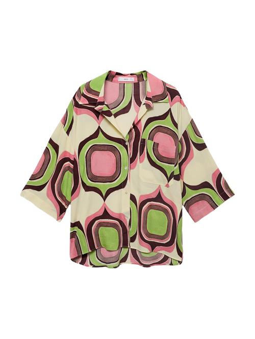 Se MANGO Bluse  champagne / græsgrøn / pitaya / vinrød ved About You