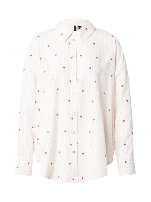 VERO MODA Bluse 'VMNORA'  beige / rød / hvid