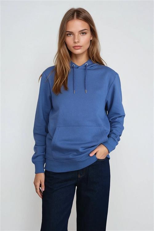 Sweatshirt Hoodie - Støvet Blå - XL - TeeShoppen