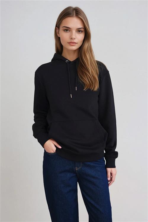 Sweatshirt Hoodie - Sort - 3XL - TeeShoppen