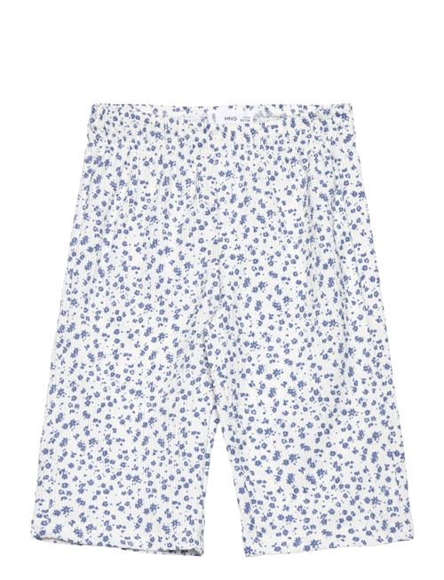 Floral Print Trousers Mango Blue
