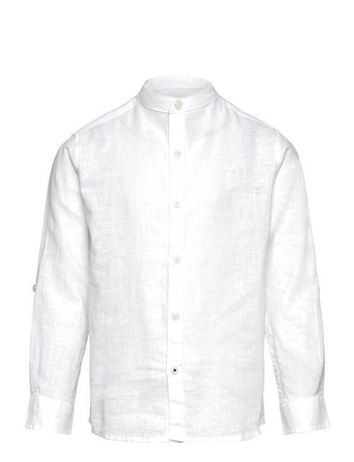 Se Regular-Fit Mao-Collar Linen Shirt Mango White ved Booztlet
