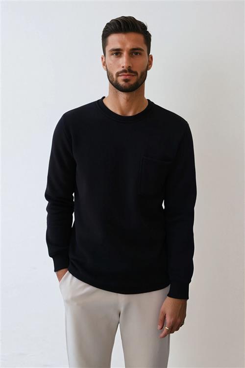 Pocket Sweatshirt Regular Fit - Sort - 2XL - TeeShoppen