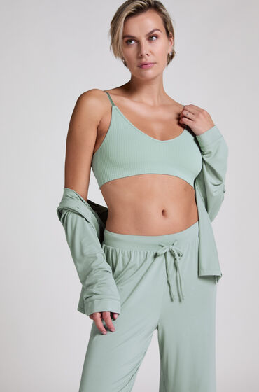 Hunkemöller Langærmet jerseyjakke Essential Grøn