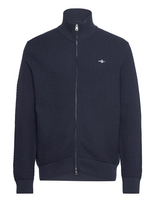 Cotton Textured Zip Cardigan GANT Navy