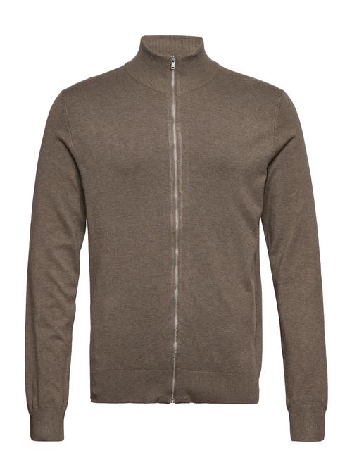 Melange Zip Cardigan Knit Lindbergh Brown