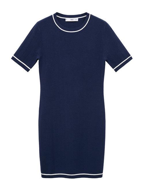 Se MANGO Strikkjole 'Pipe'  navy / hvid ved About You