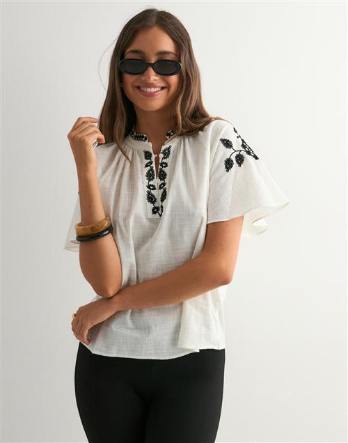 Vero Moda - Hvid - Vmquinn Ss Top Wvn Ga