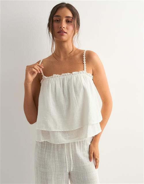 Vero Moda - Hvid - Vmveronica Sl Short Top Wvn Ga