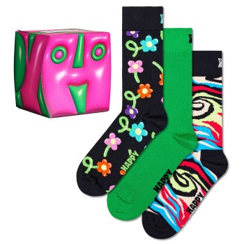 Happy socks Strømper 3P Hyper Cube Socks Gift Box Flerfarvet bomuld Str 41/46