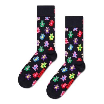Happy socks Strømper Teddy Sock Sort Mønster bomuld Str 36/40