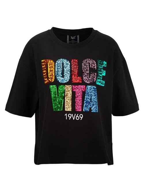 19V69 ITALIA Shirts 'Petonia Sequins'  blå / smaragd / sort / hvid