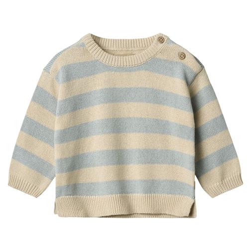 Wheat GOTS Morgan Strikket Sweater Blue Stripe | Blå | 74 cm