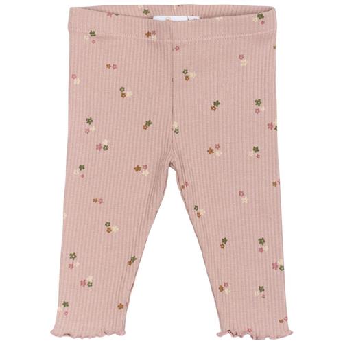 The New Siblings GOTS Odelia Ribbede Leggings Adobe Rose Aop | Lyserød | 56 cm