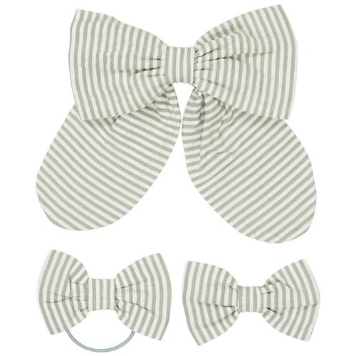 Copenhagen Colors 3-pak Hårklemmer Green Cream Stripe One Size      kvinde