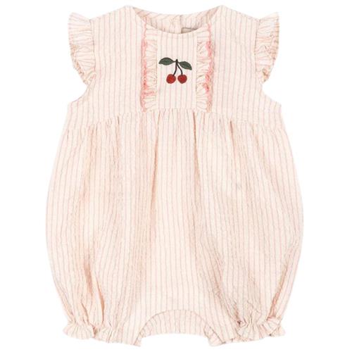 Konges Sløjd GOTS Ellie Frill Romper Peony Stripe | Lyserød | 18 months