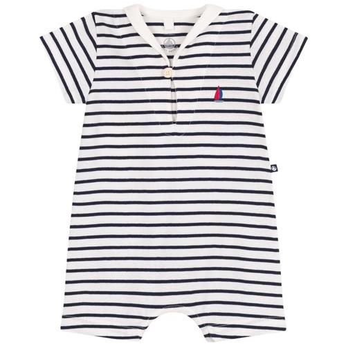 Petit Bateau Playsuit I Bomuld Med Sømandskrave Marshmallow Smoking | Hvid | 18 months