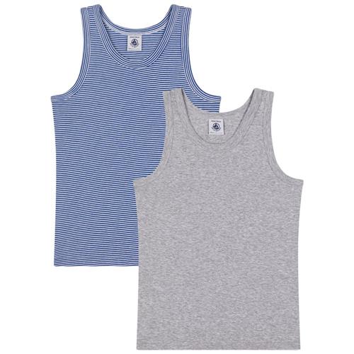 Petit Bateau Stripy 2-pak Bomulds-tanktop Newbleu Marshmallow | Grå | 6 years