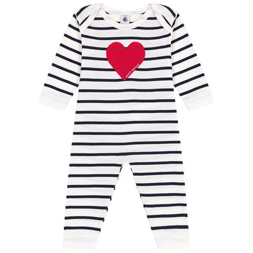 Petit Bateau Heart Stribet Pyjamas Marshmallow Smoking | Hvid | 18 months