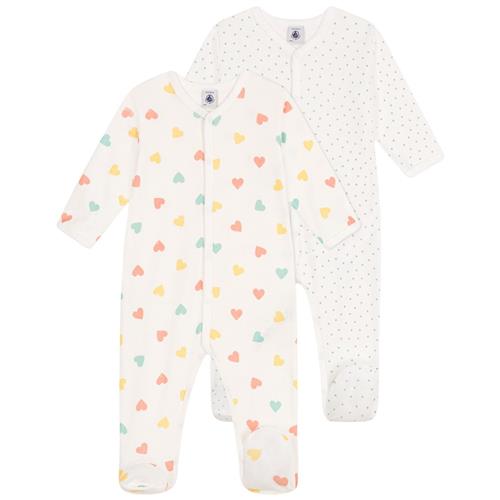 Petit Bateau 2-pak Bomuld Onesie Marshmallow Herbier | Hvid | 1 months