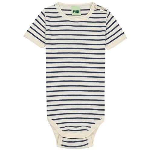 FUB Strikket Baby Body Ecru/dark Navy | Marine blå | 92 cm