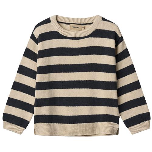 Wheat GOTS Morgan Strikket Sweater Navy Stripe | Marine blå | 116 cm