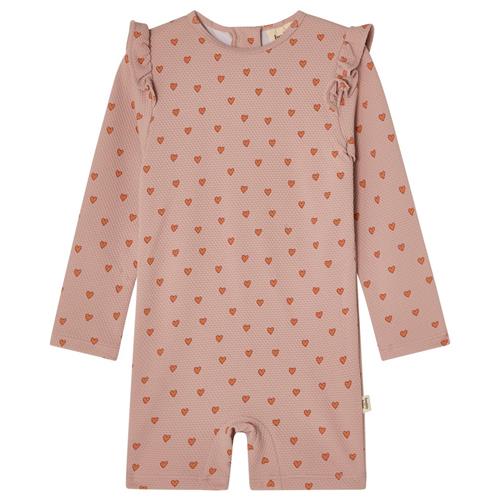 Buddy & Hope Estrid UV-dragt Apricot Hearts | Lyserød | 86/92 cm