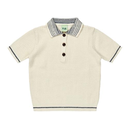 FUB Strikket Polotrøje Ecru 130 cm  Creme  130 cm  Unisex