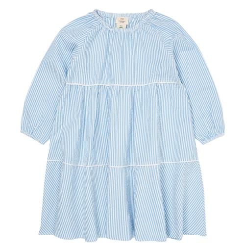 Copenhagen Colors Bow Seersucker-kjole Sky Blue Cream Stripe | Blå | 128 cm