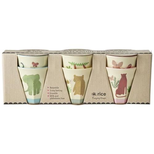 RICE 6-Pack Small Melaminkopper Med Tilbehør Sweet Jungle |  | 0