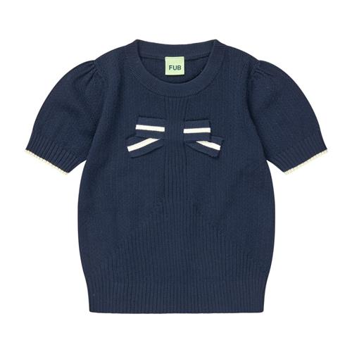 FUB Strikket Kortærmet Sweater Dark Navy | Marine blå | 80 cm