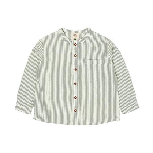 Copenhagen Colors GOTS Seersucker-skjorte Green Cream Stripe | Grønn | 92 cm