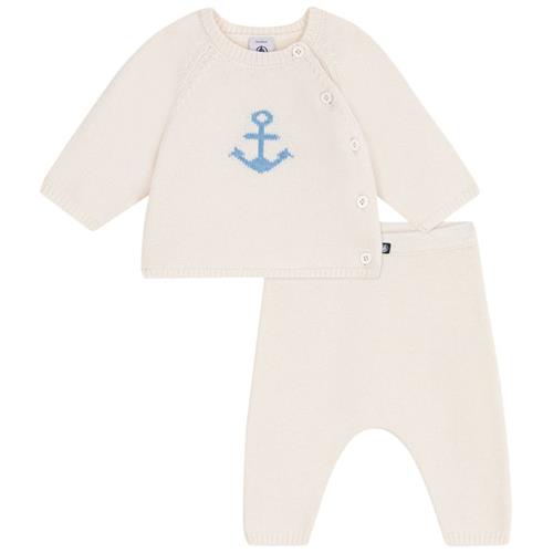 Petit Bateau Strikket 2-delt Tøjsæt I Uld Og Bomuld Marshmallow | Hvid | Newborn