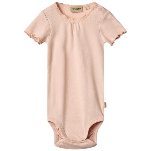 Wheat Edna Ribbet Kortærmet Baby Body Powder | Lyserød | 62 cm