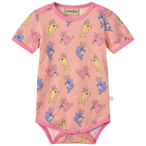 Småfolk Baby Dolphins Kortærmet Baby Body Blossom | Lyserød | 68 cm