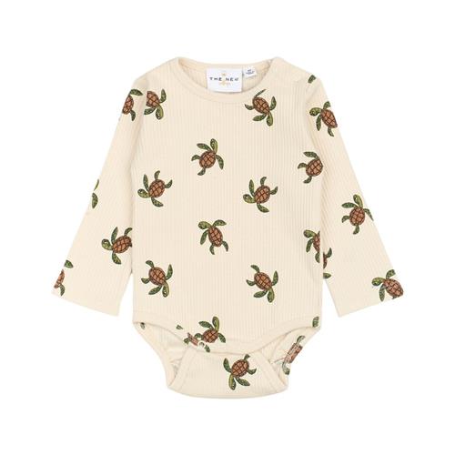 The New Siblings GOTS Owen Ribbet Baby Body White Swan Aop | Hvid | 68 cm