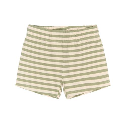 The New Siblings GOTS Uni Ribbede Shorts Tea Striped | Grønn | 110 cm