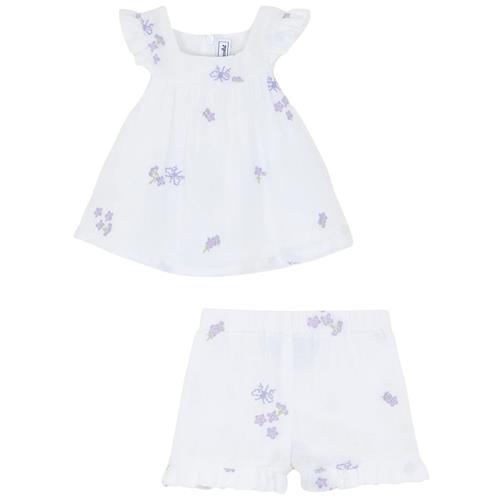 Tartine et Chocolat Blomsterbroderet Tøjsæt Blanc 6 months    6 måneder  kvinde